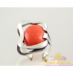 Серебряное кольцо Философия с кораллом 1320кор
